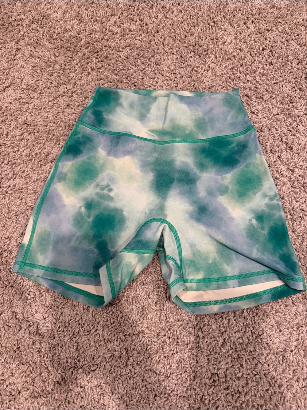 BuffBunny Green Tie-Dye High-Rise Bike Shorts
